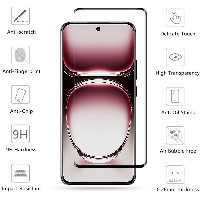 Protector de pantalla de vidrio de cubierta completa para OPPO, película protectora para teléfono 3D, Reno 12 Pro - imagen 3