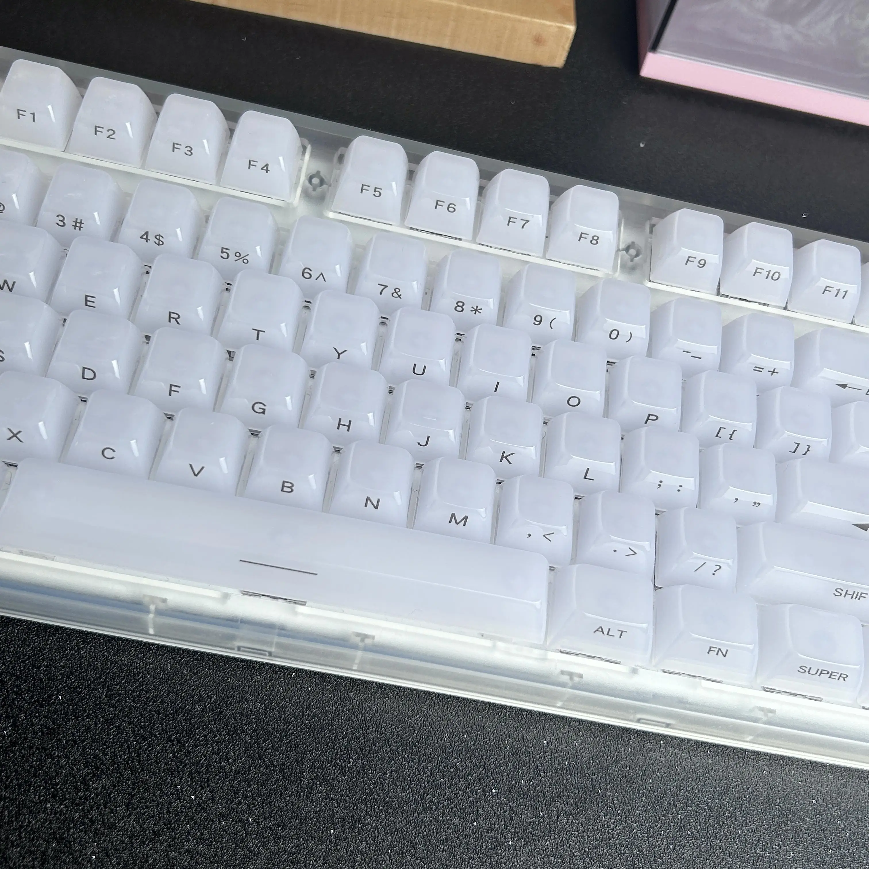 Teclas con grabado lateral de Jade de hielo, perfil MDA, teclas de gelatina translúcidas para PC, tapas de teclado mecánico de medusas transparentes de niebla blanca - imagen 4