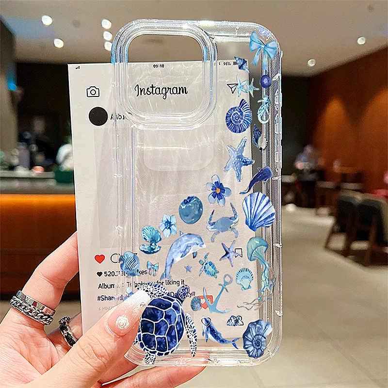 Funda transparente de TPU con elementos marinos de verano para Samsung Galaxy S25 Ultra S24 S23 S22 S21 FE Plus A35 A15 A55 A52 - imagen 3