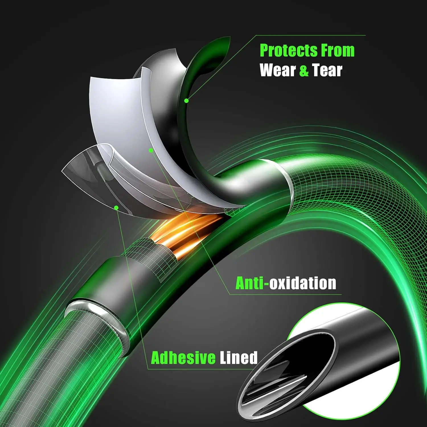 Kit de tubos termorretráctiles con relación 3:1, 365 Uds., 5 tamaños (diámetro): 1/8, 1/4, 3/16, 3/8, 1/2 pulgadas, surtido de envoltura de cables eléctricos - imagen 4