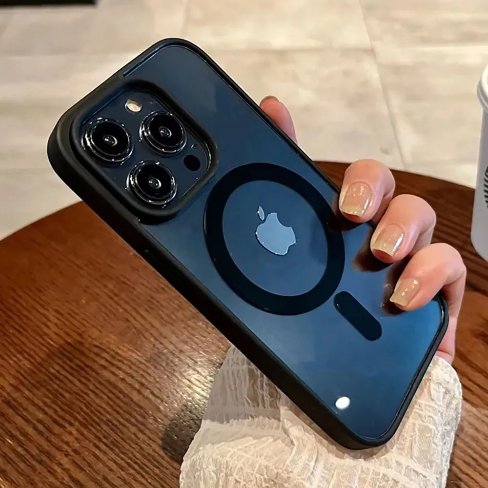 Nueva funda transparente magnética para iphone 17 ProMax para iPhone 16 15 14 13 12 11 Pro Max 16 Plus Magsafe carga inalámbrica cubierta trasera dura