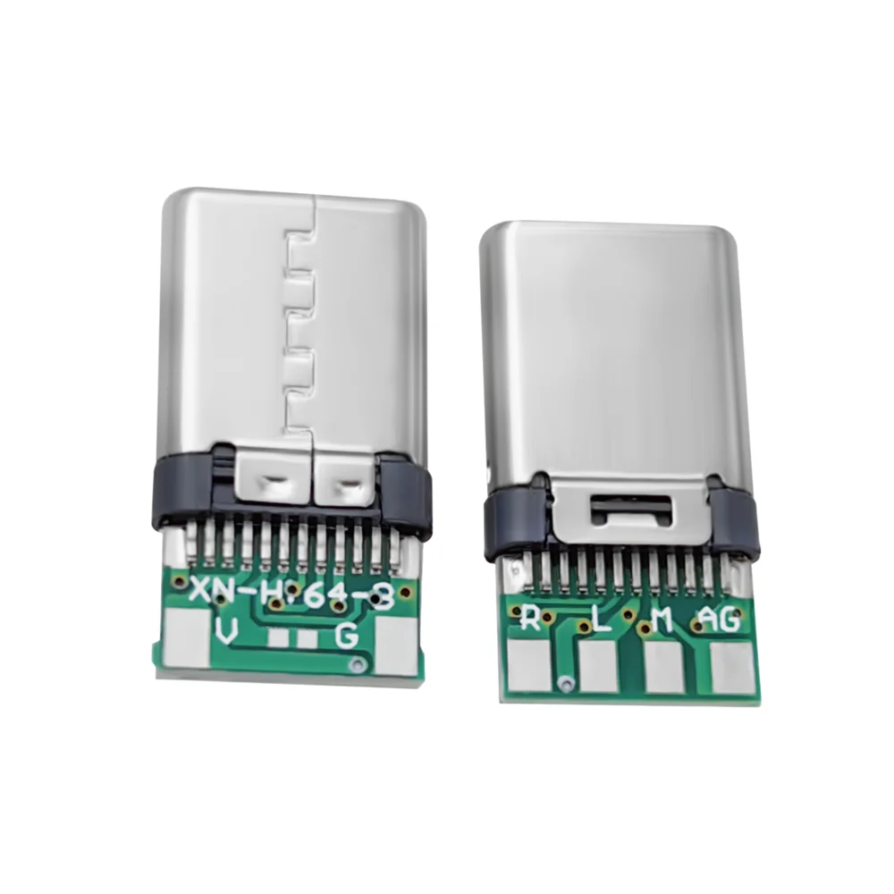 Adaptador de conector de soldadura de enchufe macho de 24 pines USB 3,1 tipo C con carcasa, enchufes de carga tipo C, reparación de accesorios de Cable de datos, 2/5 Uds. - imagen 2