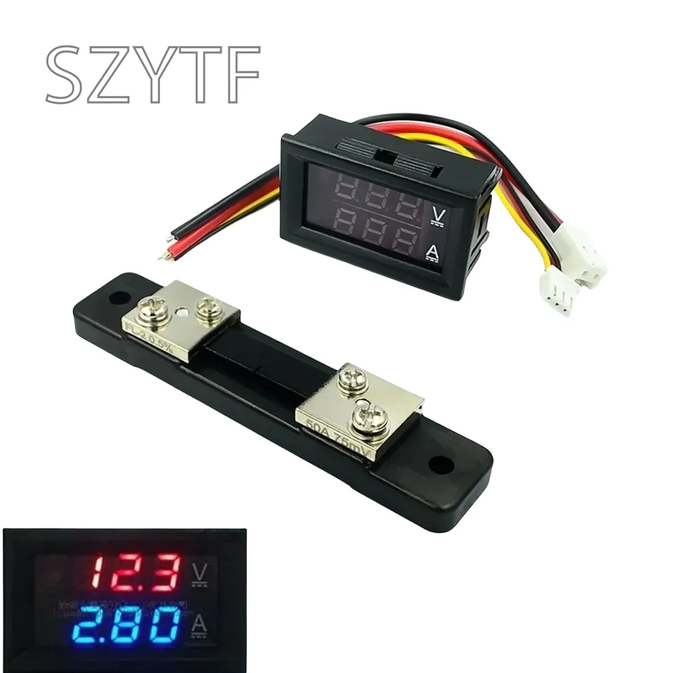 Voltímetro Digital amperímetro, pantalla Dual, Detector de voltaje, medidor de corriente, Panel Amp, 100 ", rojo, azul, LED, CC 0-0,28 V, 10A - imagen 5