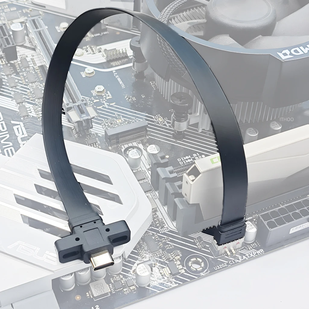 Cable de panel frontal USB 3,2, Cable de extensión de conector tipo E a tipo C, Cable adaptador GEN2 * 2 de 20Gbps con tornillo de 30cm/50cm - imagen 3