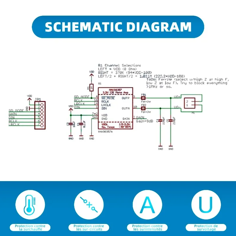 5 uds Max98357 I2S 3W amplificador Clase D interfaz de ruptura módulo decodificador Dac placa de Audio sin filtro para Raspberry Pi Esp32 - imagen 3