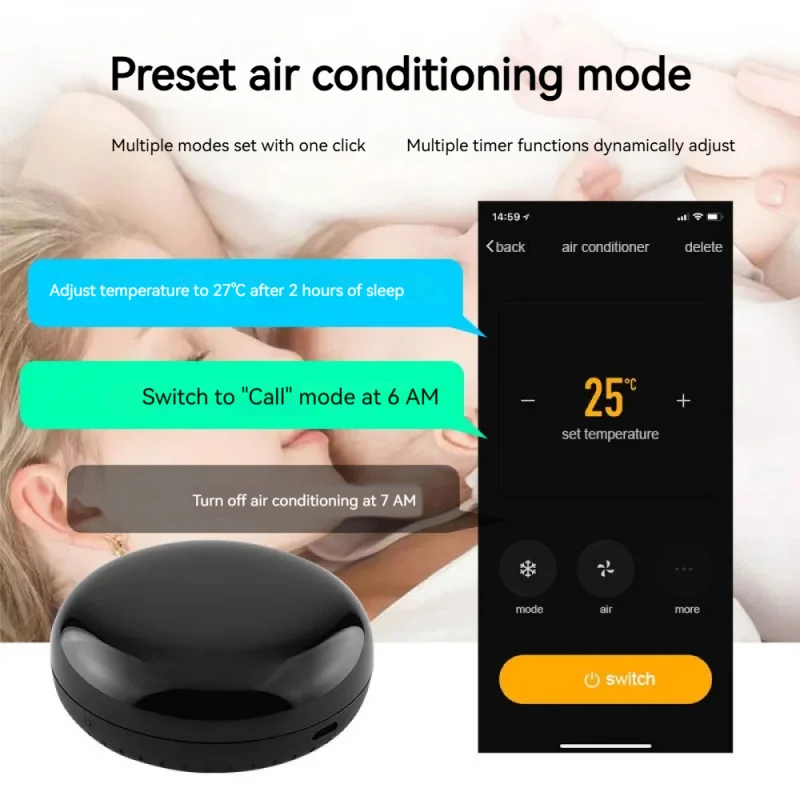 Control remoto IR inteligente Tuya WiFi, controlador infrarrojo Universal funciona con Alexa y Google Home, aplicación/Control de voz para TV/AC/ventilador - imagen 3