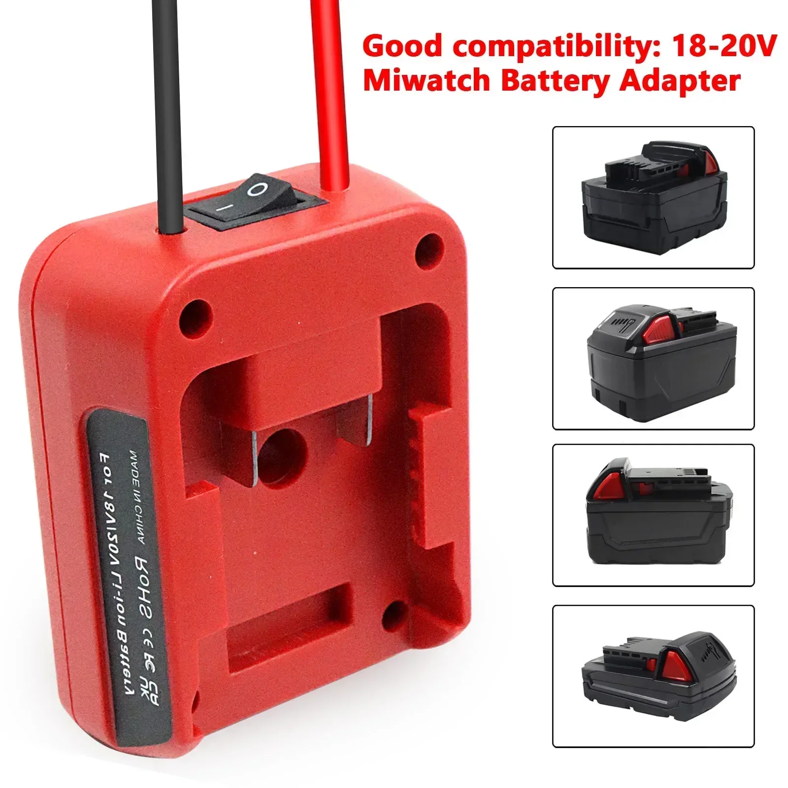 Adaptador para baterías de iones de litio serie Milwaukee M14 M18 14,4-18V fuente de alimentación externa conector DIY interruptor de E/S adaptador de fusible 30A - imagen 5