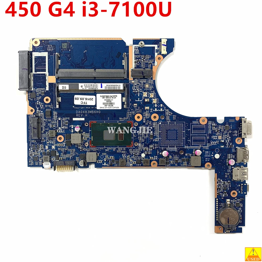 Para la placa base del ordenador portátil HP Probook 450 G4 907703 -601 907702 -001 907702 -601 DA0X83MB6H0 CON CPU i3-7100U 100% Trabajo de prueba