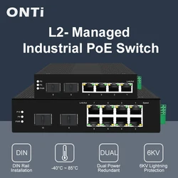 Switch PoE 8 Puertos Gigabit 2 SFP Carril DIN IP40