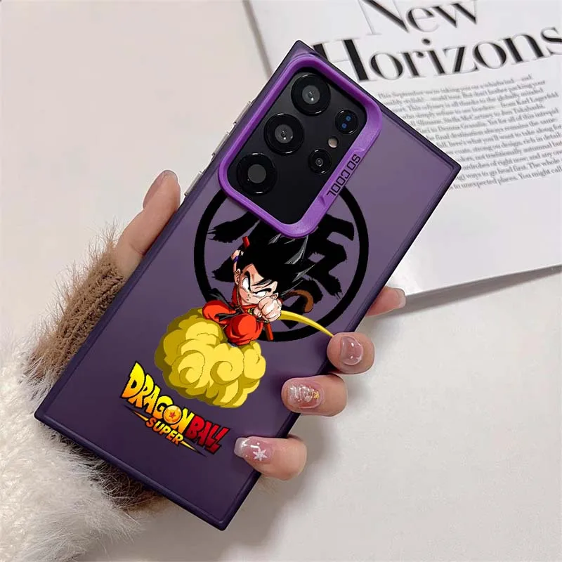 D-Dragon Ball tarjetas Son Goku funda para Samsung Galaxy S25 S24 S23 S22 S21 Ultra Plus funda de teléfono plateada colorida - imagen 5