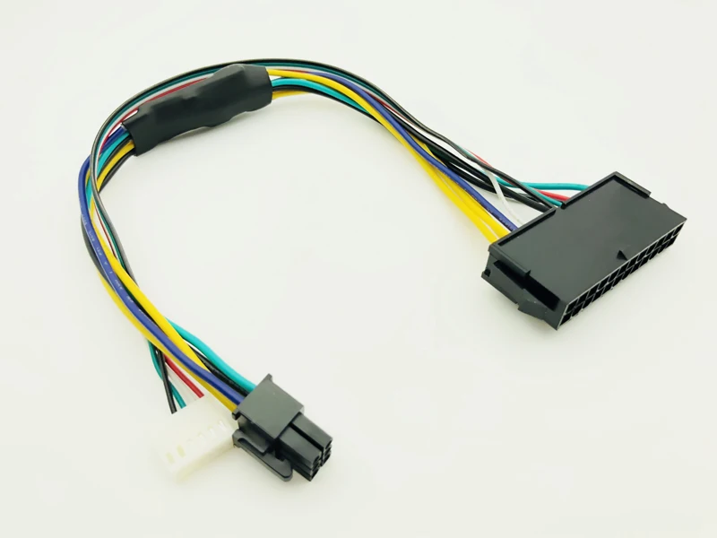 Adaptador de 2 piezas ATX de 24 pines a placa base, Cable de fuente de alimentación PSU de 2 puertos y 6 pines para estación de trabajo de servidor HP Z220 Z230 SFF, 30cm - imagen 2