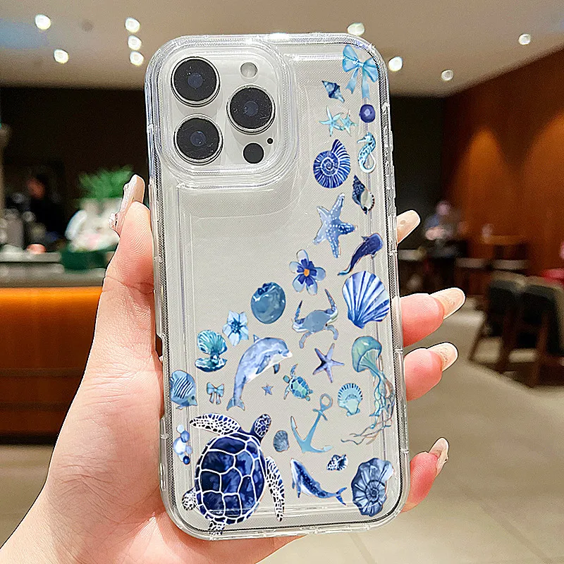 Funda de teléfono transparente con elementos marinos de verano para iPhone 11, 12, 13, 14, 15, 16, 17 Pro Max 17 Air 16e 16 Plus, funda suave - imagen 3