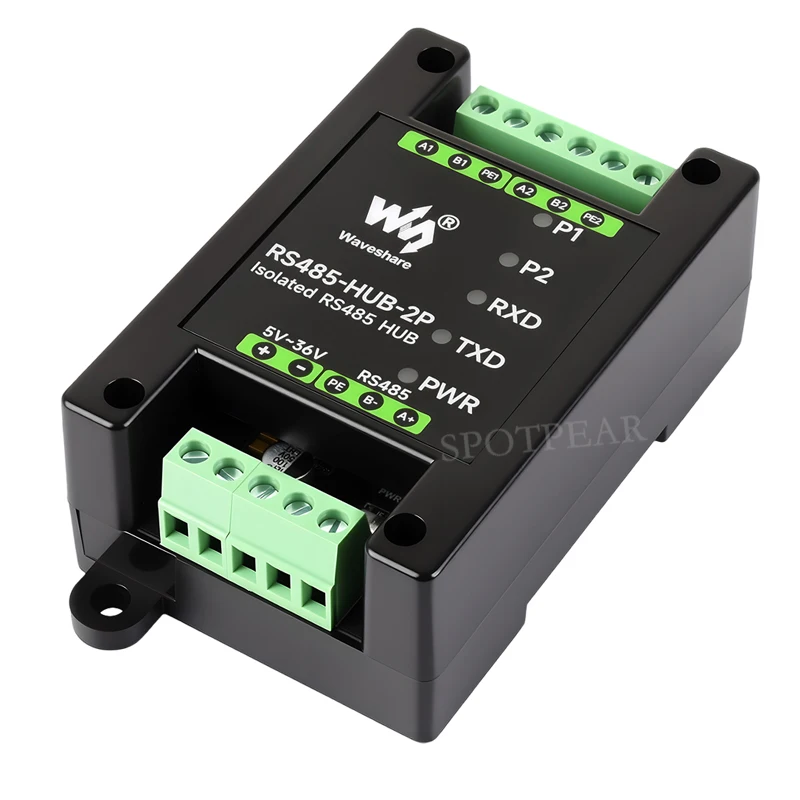 Repetidor de concentrador RS485 de 2 vías aislado de grado industrial Un RS485 A Dos RS485 RS485-HUB-2P - imagen 2