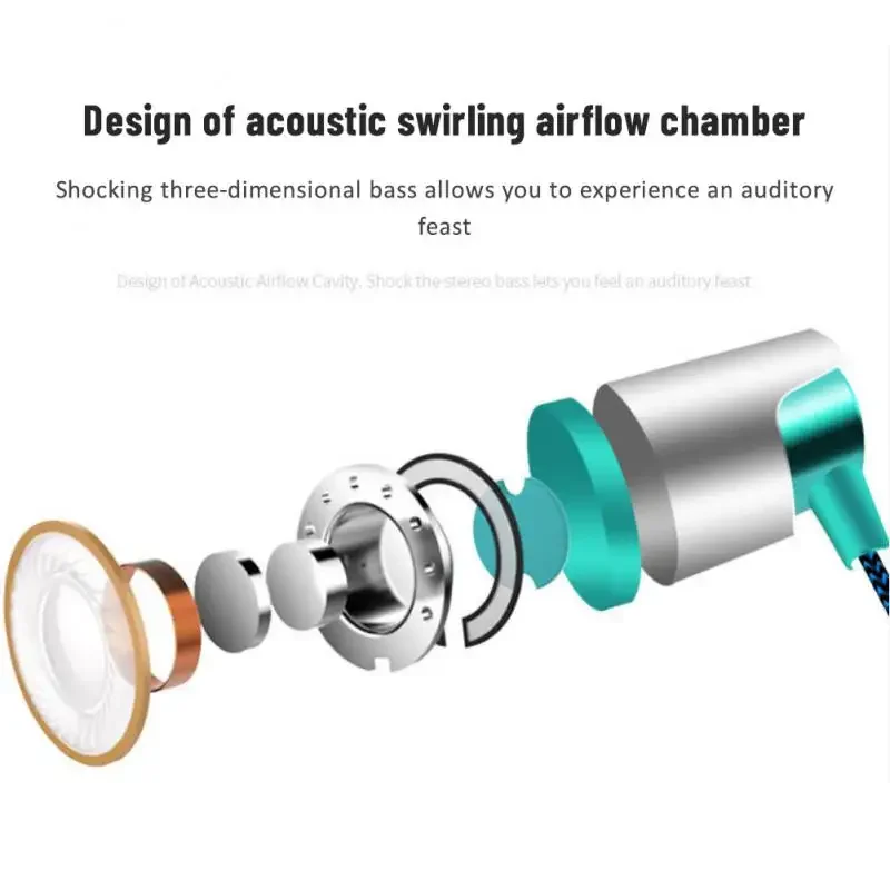 Auriculares intrauditivos universales con cable trenzado y micrófono, conector de 3,5mm, estéreo de graves, Control por cable, auriculares deportivos para teléfono inteligente - imagen 4