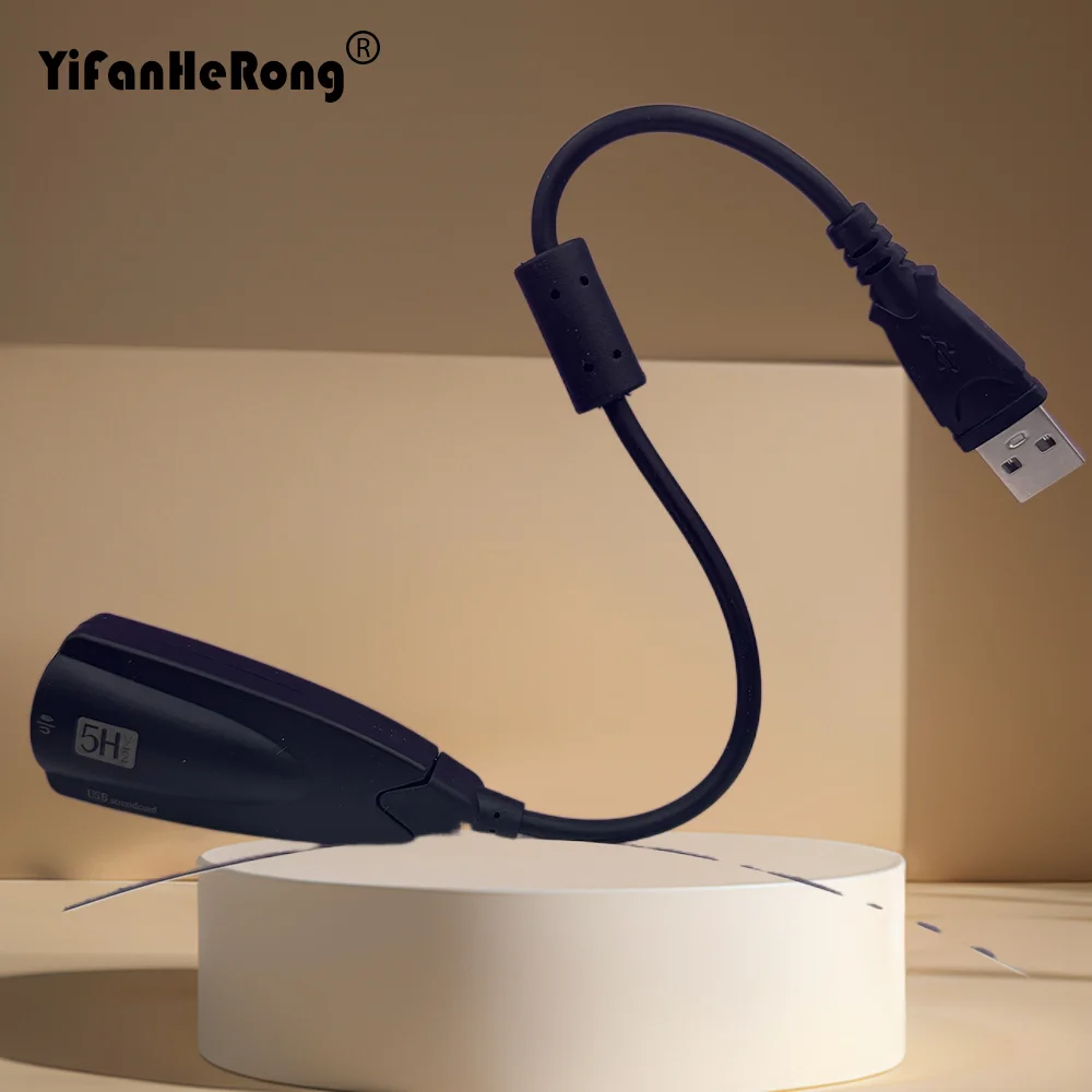 Tarjeta de sonido USB externa 3D 7,1 para auriculares, altavoces, ordenador portátil, PC con adaptador de interfaz de Audio de 3,5mm