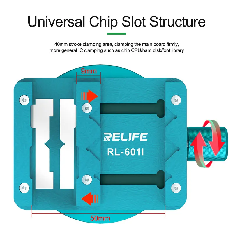 RELIFE RL-601I Mini accesorio giratorio para placa base de teléfono móvil IC Chip reparación Universal 360 °   Abrazadera de resistencia al calor de rotación - imagen 5