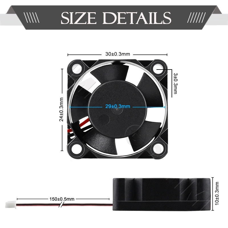 Gdstime 3010 ventilador 24V ventilador de refrigeración de doble bola 3cm DC 12V 5V ventilador Radial 30x10mm ventilador Axial sin escobillas para impresora 3D Mini refrigerador - imagen 5