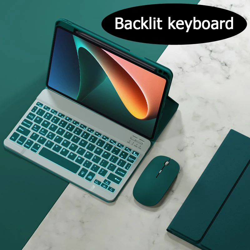 Teclado retroiluminado de 7 colores para Xiaomi Pad 6 Mi Pad 6 Pro 11 pulgadas 2023 con soporte para bolígrafo teclado español ruso inglés