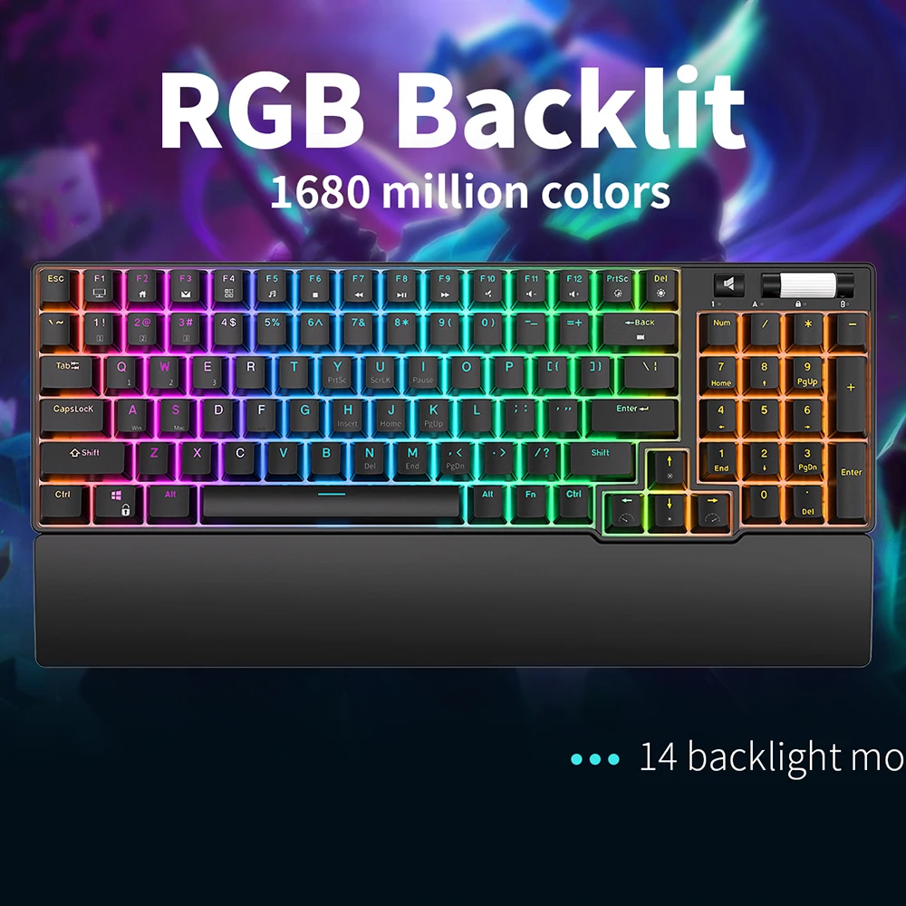 RK ROYAL KLUDGE-Español Teclado mecánico inalámbrico RK96, dispositivo con Bluetooth, 96 teclas, RGB, trimodo BT5.0/2,4G/USB, intercambiable en caliente - imagen 3