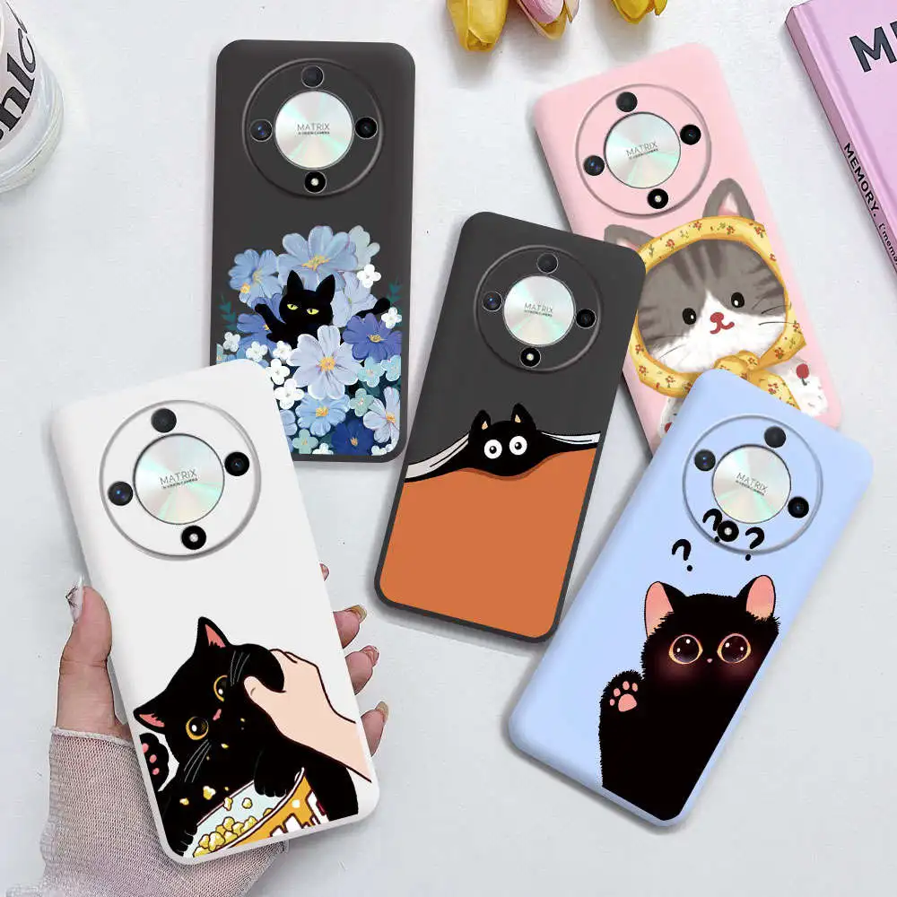 Funda de dibujos animados para Huawei Mate 20 Lite 20 Pro Nova 8i Honor 50 Lite Magic 4 5 6 LITE 5G X9 X9A X9B, carcasa suave con Gato bonito