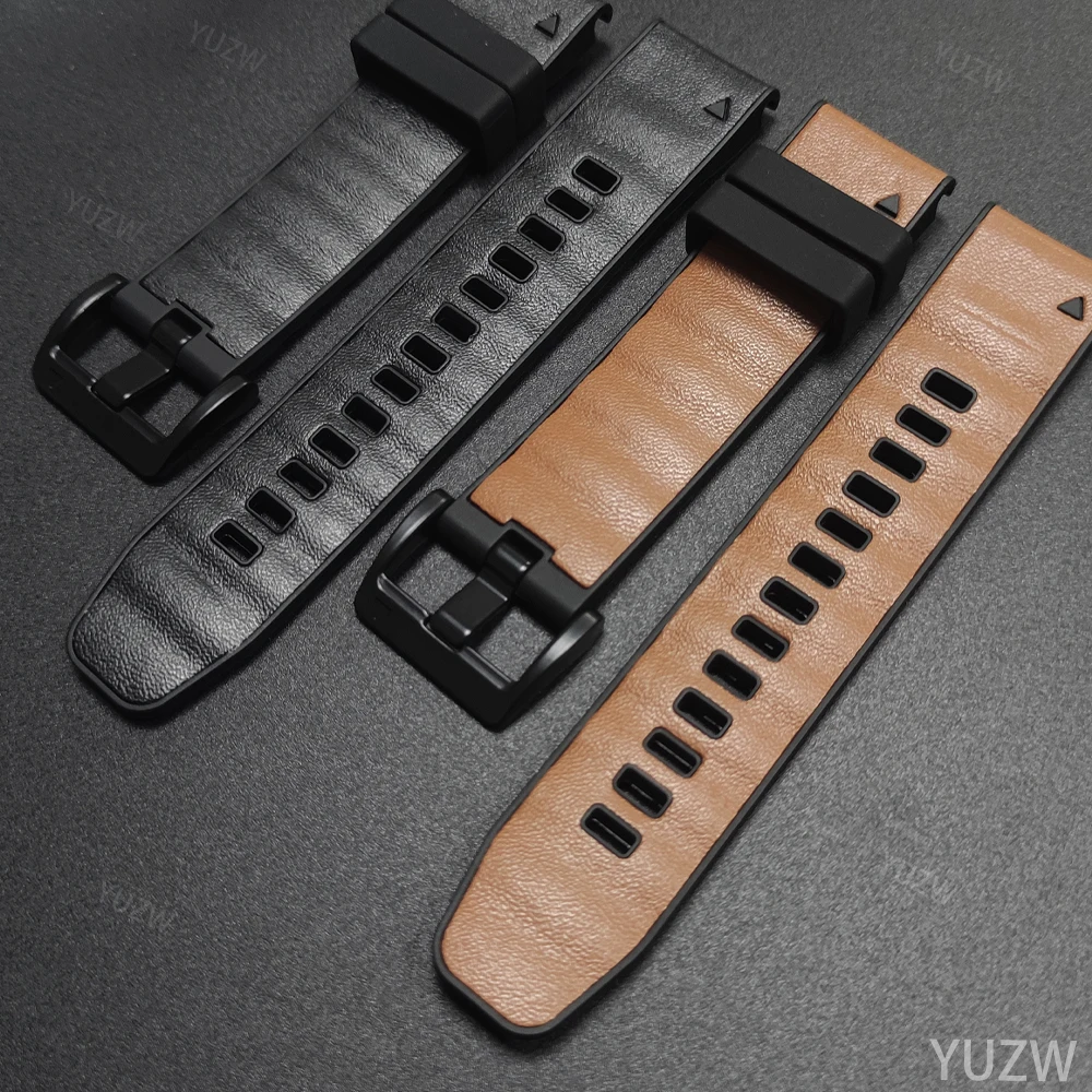 Correa QuickFit de 22 y 26mm para Garmin Epix Gen 2, pulsera de silicona de cuero Fenix 8 7 7XPro 6X Enduro 3 MARQ Mk3i/2, correa de goma de nailon - imagen 3