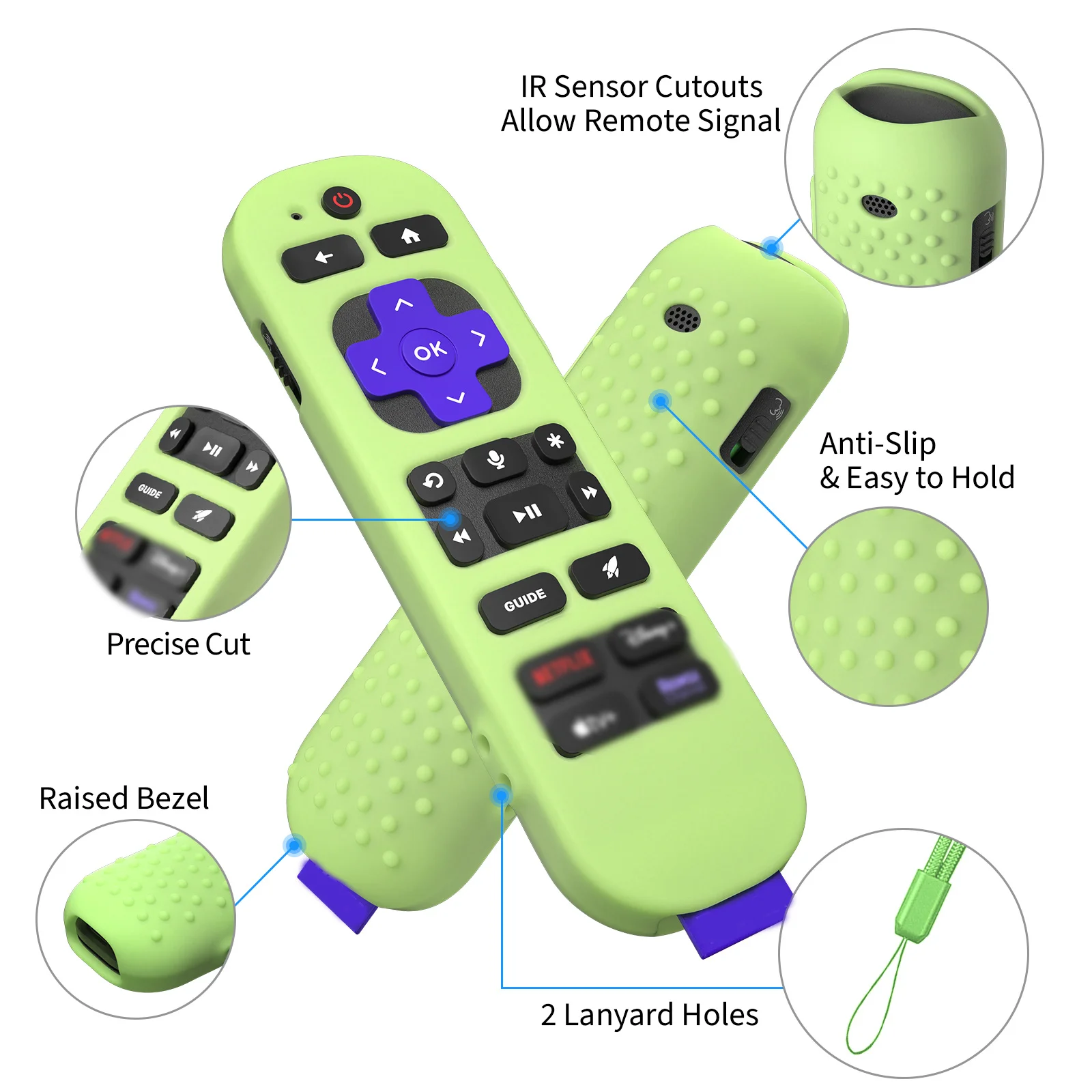 Funda protectora de silicona para Roku Voice Remote Pro 2a edición cubierta protectora a prueba de golpes para Control remoto en Streaming Roku - imagen 4