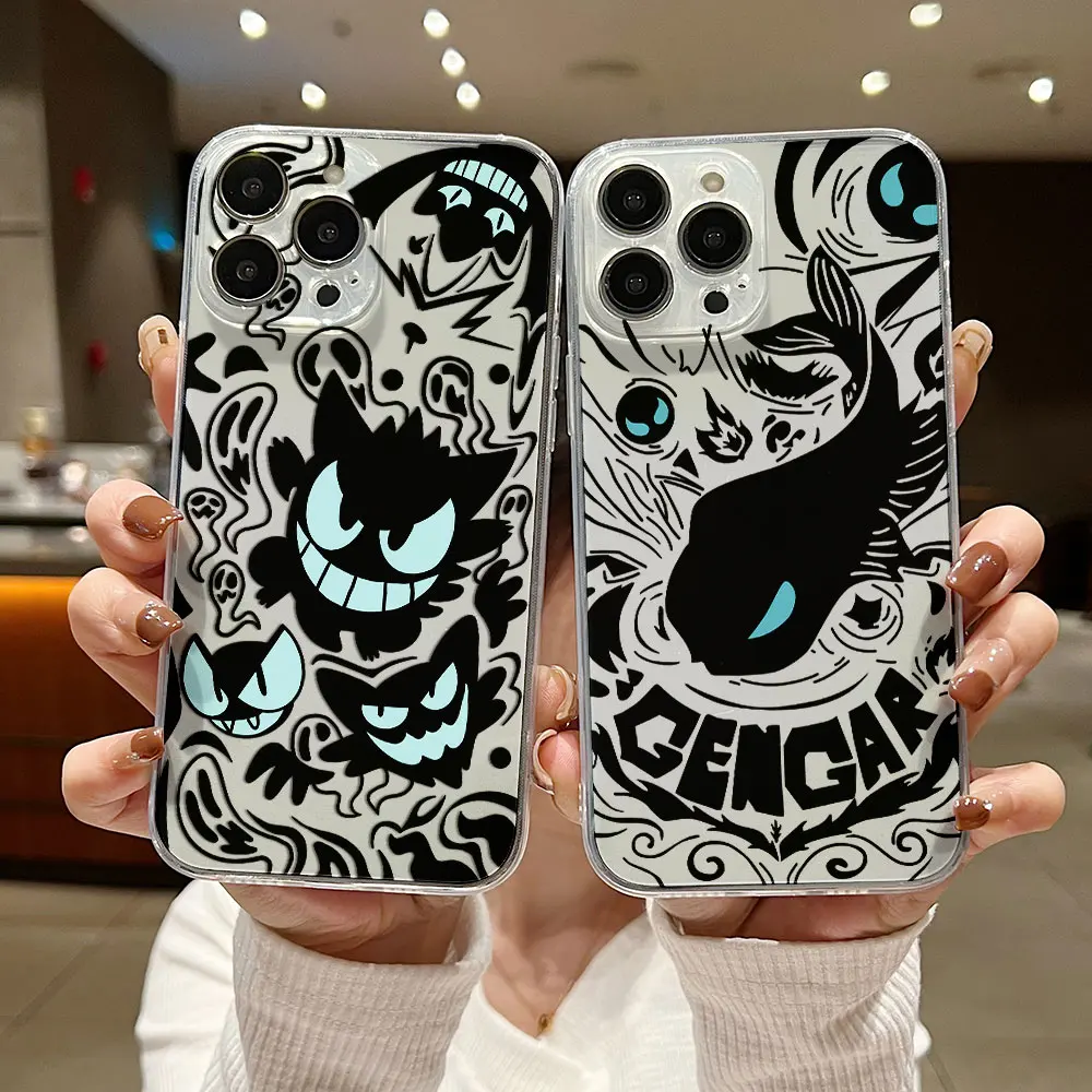 Funda de Pokémon Gengar para iPhone, carcasa transparente, color negro, para modelos 16, 15, 14, 13, 12, 11 Mini Pro Max, X, XR, XSMax, 7, 8 Plus, SE20, novedad - imagen 4