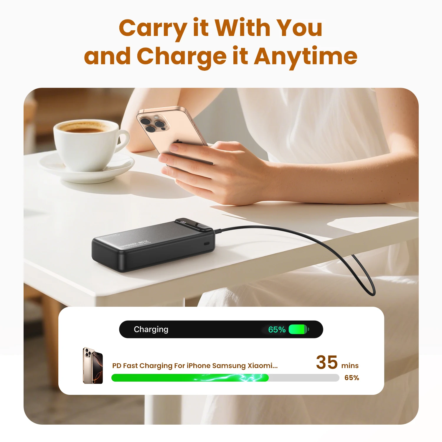Banco de energía de 22,5 W, cargador portátil de 20000mAh, batería externa de carga rápida PD para IPhone 16 15 Pro, Samsung, Xiaomi, IPad - imagen 4