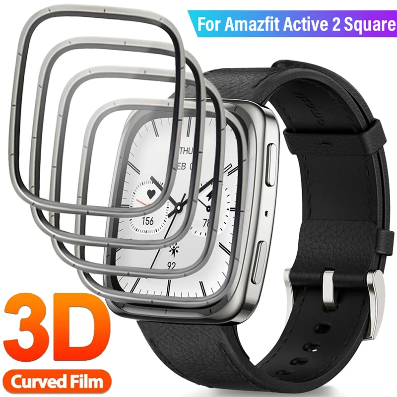 Protector de pantalla curvo completo para reloj inteligente Amazfit Active 2 cuadrado, películas protectoras suaves antiarañazos Ultra-HD, no de vidrio