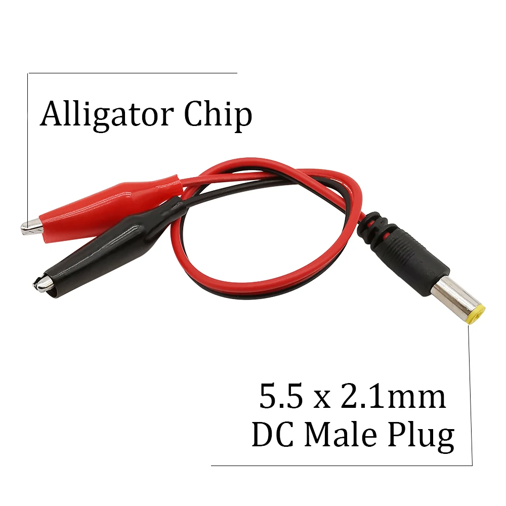 Pinzas de cocodrilo de 12V, 2 piezas, conector de cable de prueba macho hembra de CC de 5,5x2,1mm, adaptador de cable de prueba de pinza de cocodrilo - imagen 5