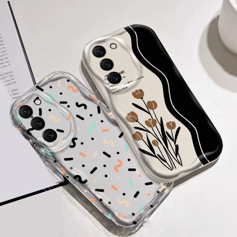 Diseño de Arte de letras de flores de lujo para Samsung S24, S23, S21, S20 Ultra Plus FE, A73, A72, A71, A51, A31, A05S, A05, A04, 5G Wave Oil, TPU - imagen 2