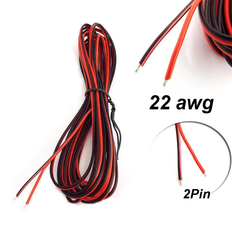 Cable con cable de PVC con aislamiento de cobre estañado de 2 pines, extensión eléctrica de 22 awg, conexión DIY para iluminación de tira LED - imagen 2