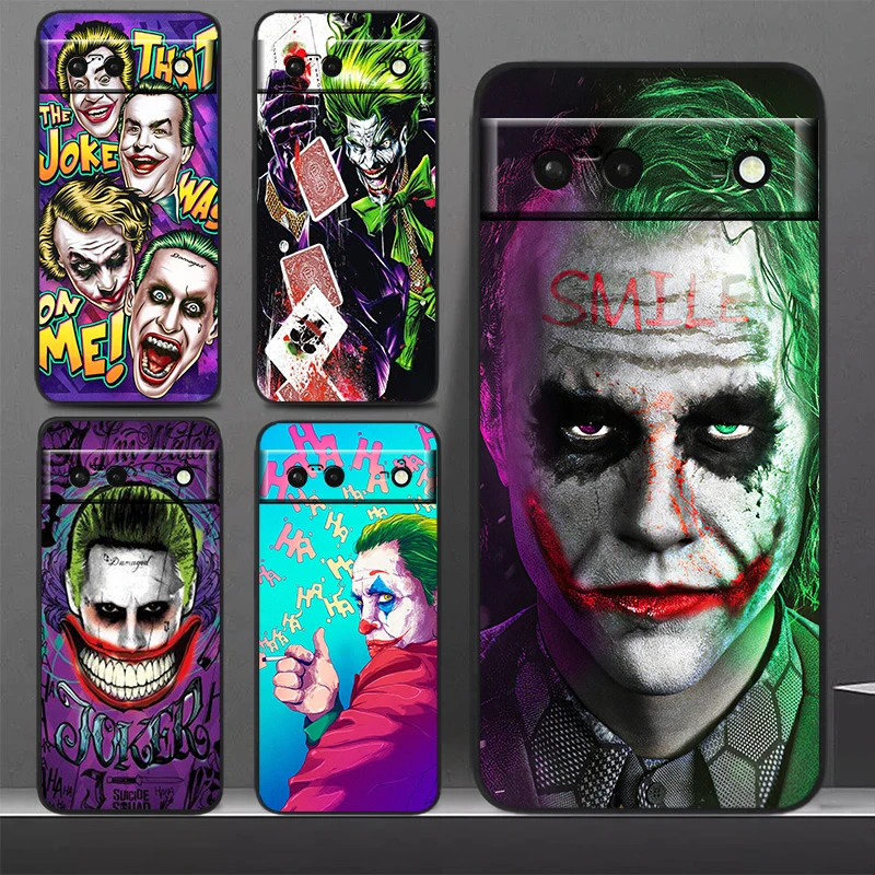 Funda de teléfono gótica City Nightmare Joker para Google Pixel 9 8 7 Pro 6 Pro 6A 5A 5 4 4A XL 5G, Fundas suaves negras