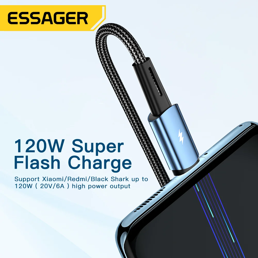Essager Cable USB-C PD120W - Carga rapida 6A para Xiaomi 12Pro - imagen 3
