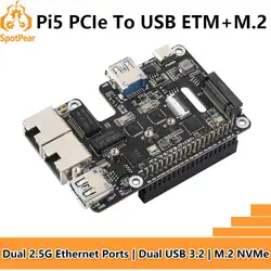Raspberry Pi 5 HAT Expansión PCIe – USB 3, Ethernet 2,5G y M.2 NVMe