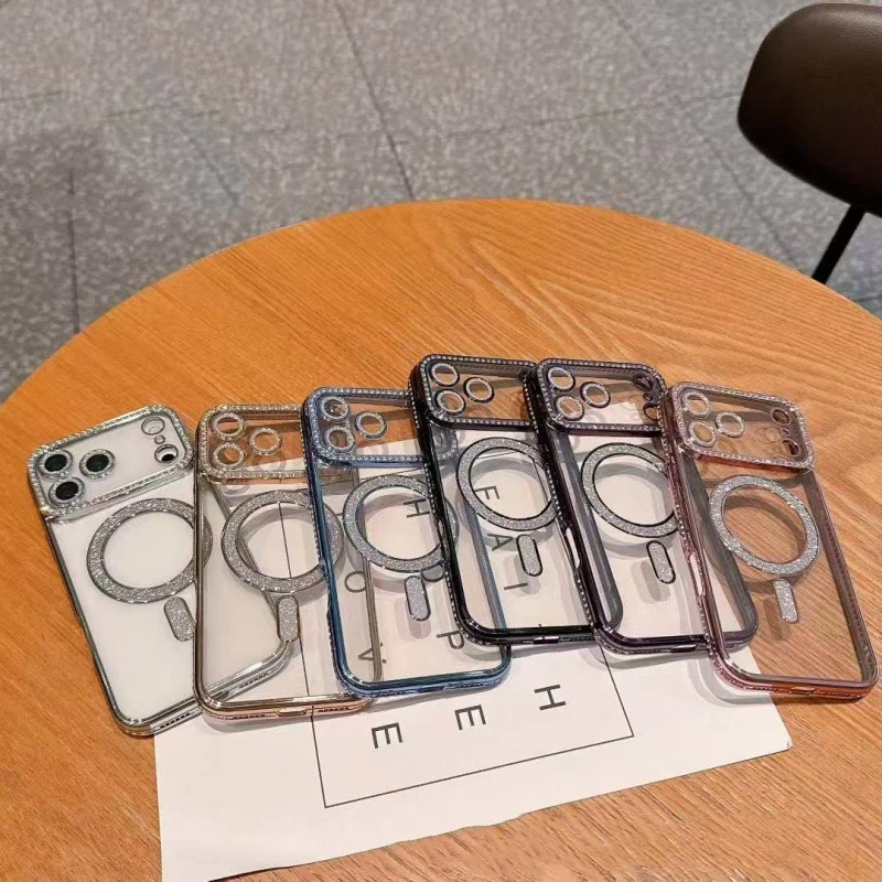 Funda magnética para iPhone 17 Pro Max 17 Air 17Pro, cubierta chapada en Flash Diamond, carcasa transparente suave para cámara completa Mag-safe - imagen 5