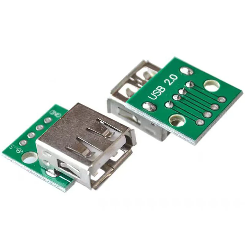 Cabezal de chasis hembra USB 2,0 a placa adaptadora de enchufe recto DIP 4p, cable de datos de alimentación de teléfono móvil soldado, 5 uds.