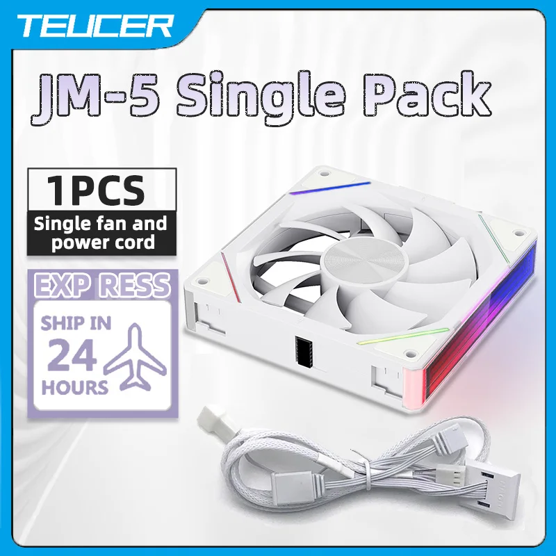 TEUCER 1 Uds JM-5 ventilador con cubierta de ordenador 12CM ARGB efecto de luz de espejo ventilador Modular sin cable 4 pines PWM refrigeración por agua ventilador enfriador de 360mm