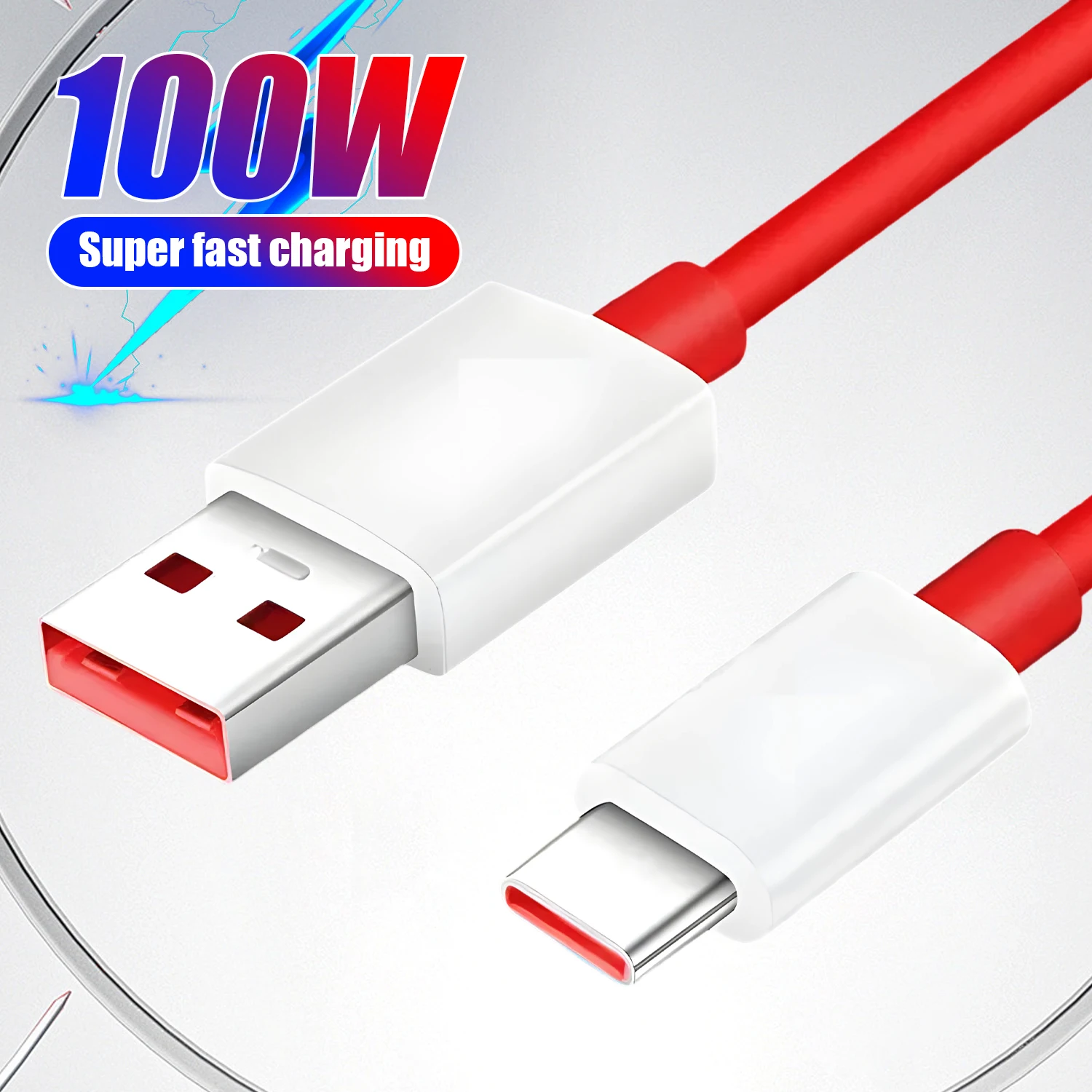 Cable de carga rápida USB A a tipo C de 100W, Cable de transferencia de datos para OnePlus 10R/11R/12R, Cable de carga rápida USB-C universal