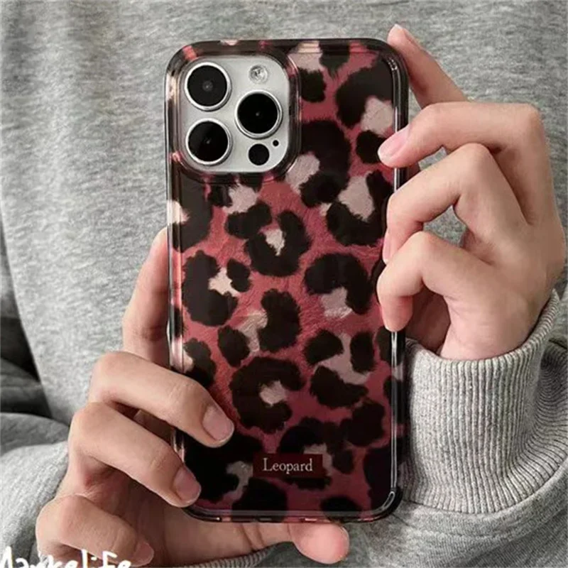 Funda de teléfono con estampado de leopardo rosa y negro para IPhone 16, 15, 14, 13, 11, 12 Pro Max Plus 7, 8 Plus SE 2022, Funda anticaída encantadora - imagen 3