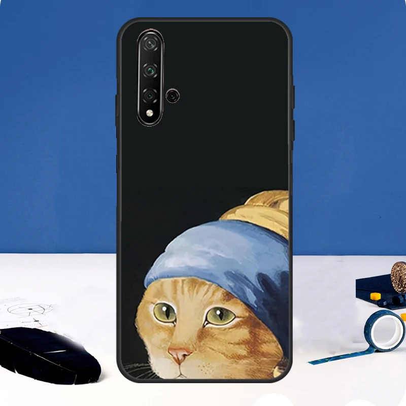 Funda estética artística de gato divertido para Huawei Nova 3i 7i 8i 11i 12i 9 10 SE Y60 Y61 Y70 Y72 Y73 Y90 Y91 P20 P30 P40 Lite - imagen 4