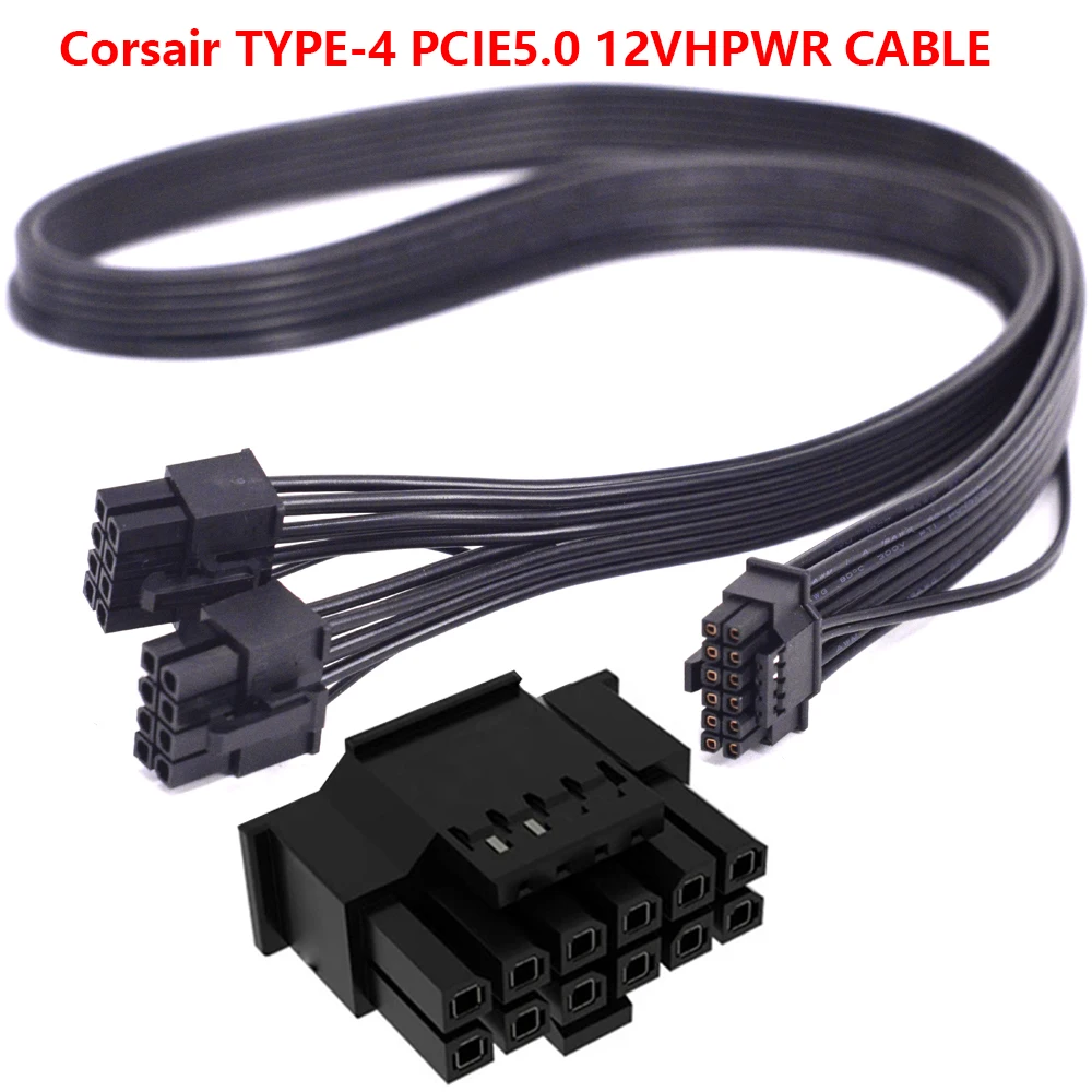 Corsair Cable Modular 600W PCIe 5,0 12VHPWR tipo 4 PSU Cable de alimentación Dual 8 pines a 16 pines PCI-e Gen 5,0 soporte RTX3090Ti RTX4090 - imagen 2
