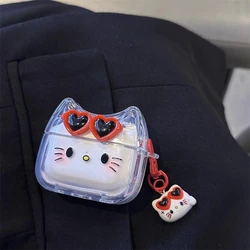 Gafas Kitty Cat funda para auriculares para AirPods 4 (2024) Airpod Pro 1 2 3 auriculares Bluetooth caja de carga cubierta protectora para auriculares