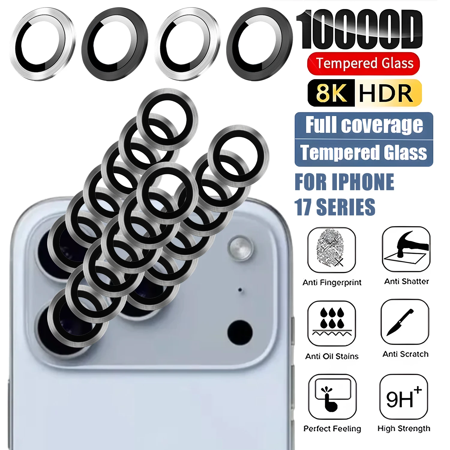 Protector de lente de cámara trasera de Metal para iPhone 17 17Air 17Pro 17ProMax cubierta de lente trasera Protector de pantalla película de anillo de lente para iPhone17