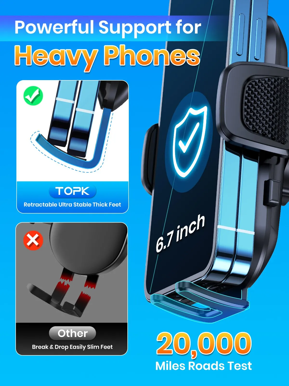 TOPK Soporte para coche por gravedad iPhone, Xiaomi, Samsung - imagen 3