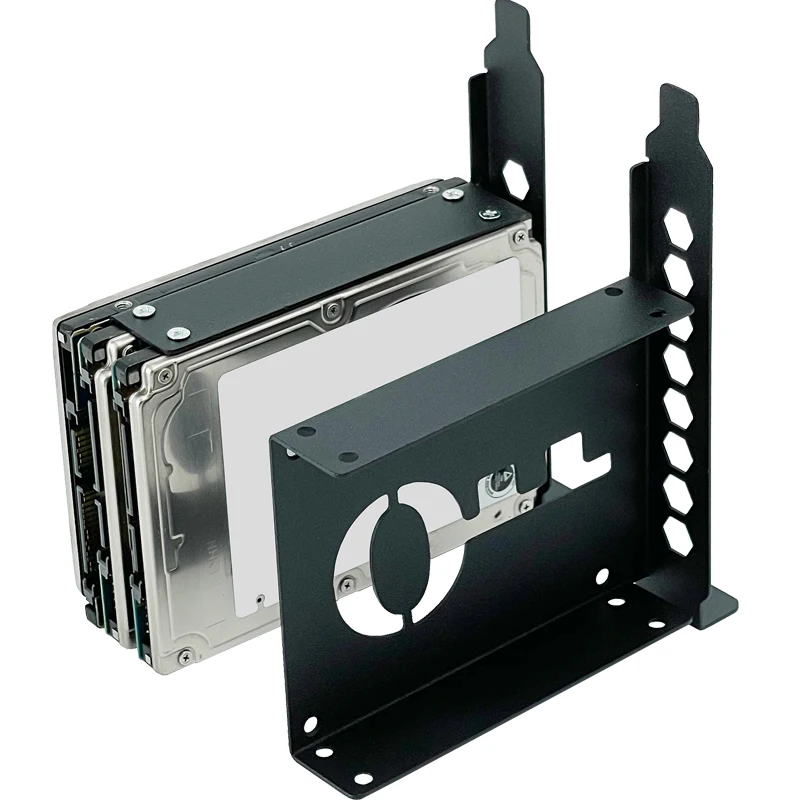 ZhenLoong-Soporte de disco duro PCIe/PCI de 2,5 pulgadas, caja de HDD a PC, chasis, cubierta de Panel trasero, adaptadores de expansión SATA SSD de Metal - imagen 2