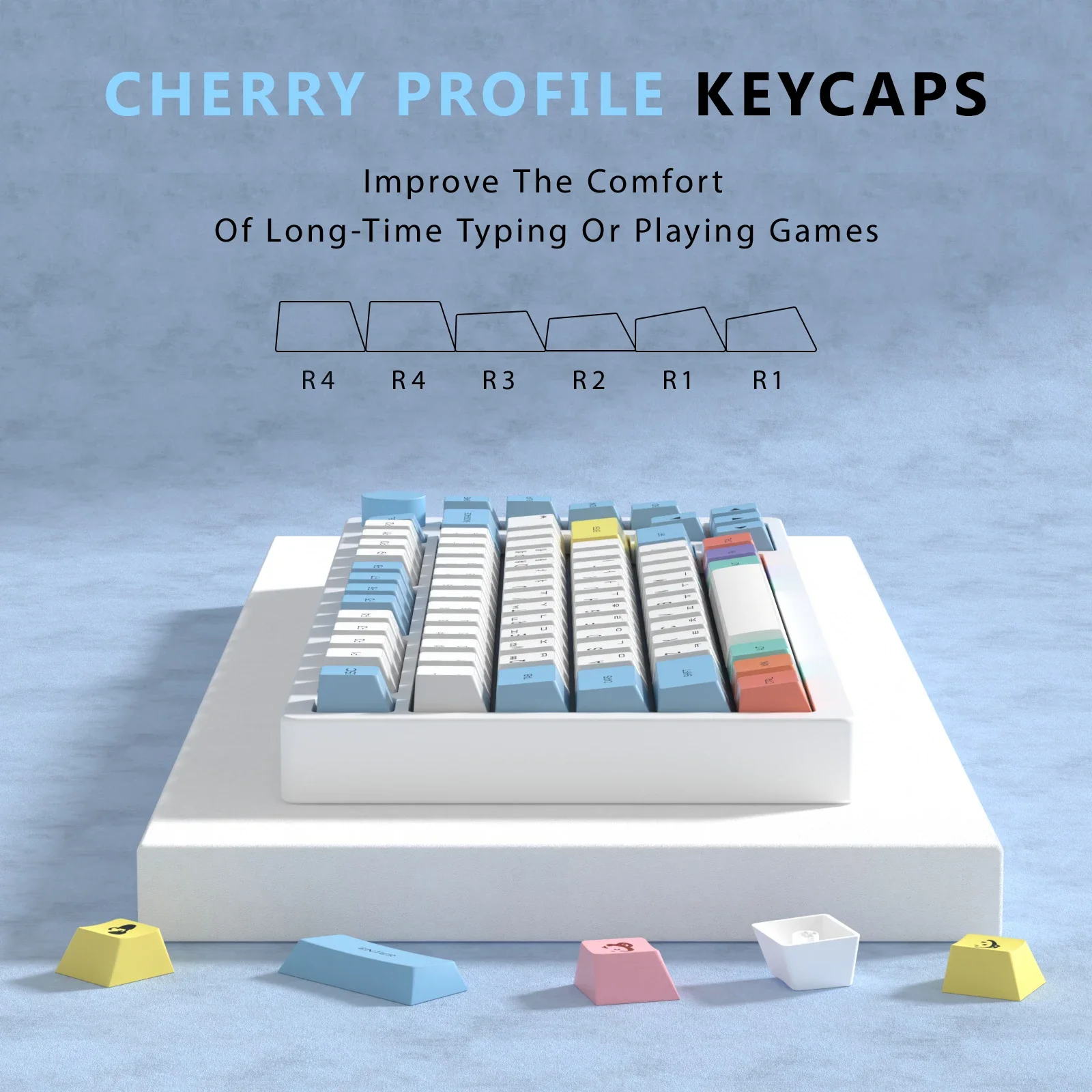 KBDiy-teclas de tiza Pastel para teclado mecánico, teclas PBT coreanas de perfil de cereza, ISO MX Switch, tapa de 144 teclas para aula F87 F108 F99 Pro ACE60 ACE68 RAINY75 AK74 gx87 crush80 raven68 mad 60he ak820 pro - imagen 2