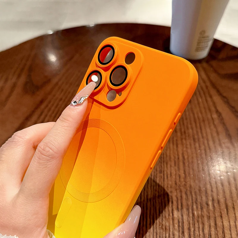 Funda de carga inalámbrica magnética de Color de contraste de lujo para Magesafe iPhone 11 12 13 14 15 16 17 Air Pro Max Plus cubierta a prueba de golpes - imagen 5