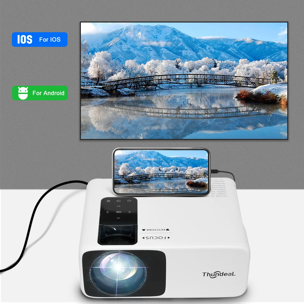 ThundeaL proyector Full HD 1080P 2K 4K vídeo LED 3D portátil, TD93Pro, Mini WiFi Android cine en casa TD93 Pro proyector portátil proyectores de cine en casa 1080p - imagen 4