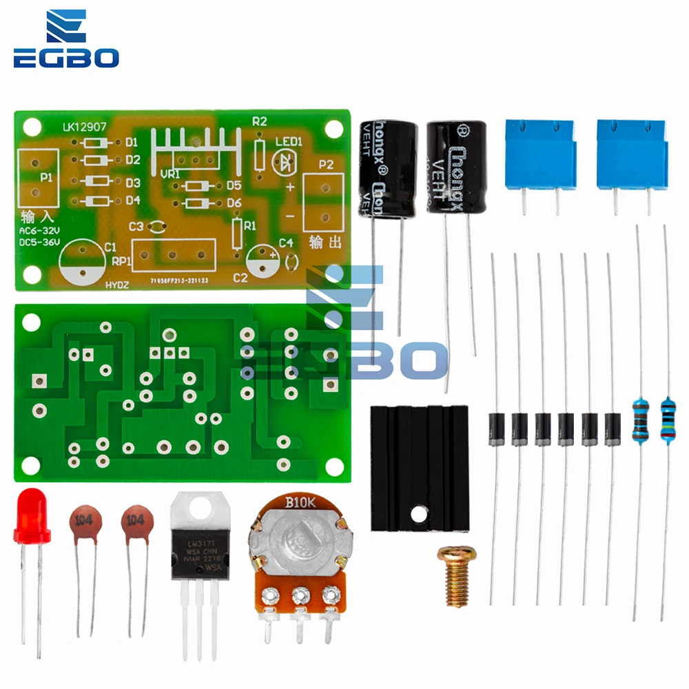 Kit de fuente de alimentación ajustable LM317, fuente de alimentación CC ajustable continua, piezas de entrenamiento de enseñanza DIY - imagen 4